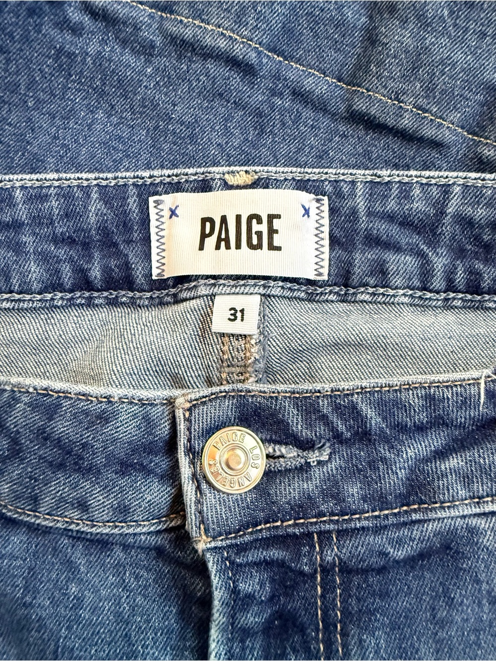 Paige Leenah High Rise Cropped Wide Leg Jeans Size 31 Blue Stretch Denim - Picture 4 of 9